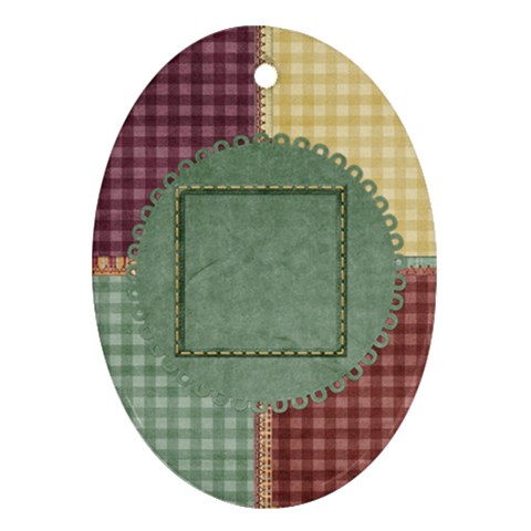 Quilted Oval 1 Sided Ornament By Lisa Minor Front