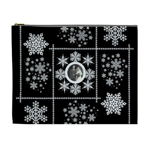 Winter Wedding Snowflake Cosmetic Bag Extra Large By Catvinnat Front