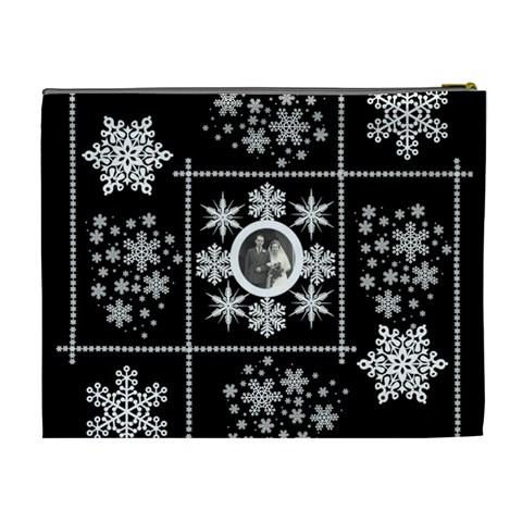 Winter Wedding Snowflake Cosmetic Bag Extra Large By Catvinnat Back