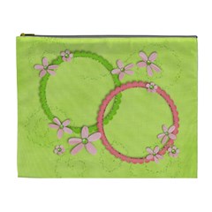 Pink & Green flowers-Cosmetic Bag XL (7 styles) - Cosmetic Bag (XL)