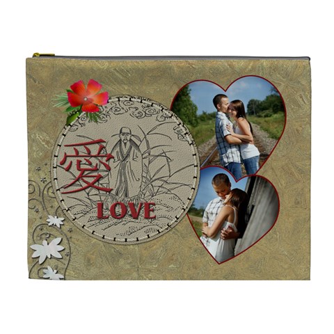 Beautiful Love Xl Cosmetic Bag By Lil Front