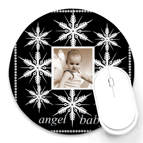 Angel Baby Snowflake Mousemat By Catvinnat Front
