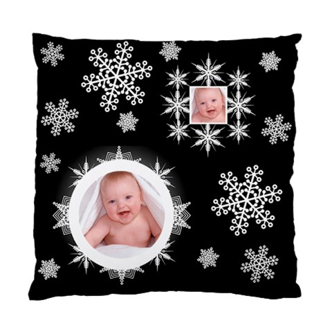 Snowflake Cushion Midnight Snowstorm By Catvinnat Back