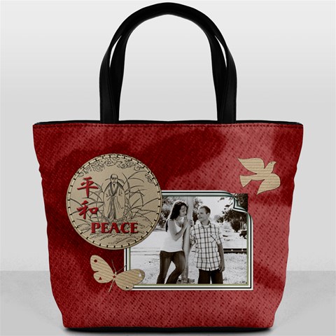 Peace & Faith Red Bucket Bag By Lil Front
