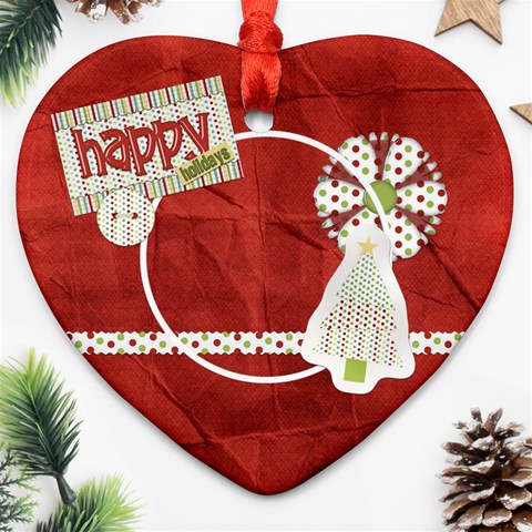 Happy Holidays Heart Ornament 1 By Lisa Minor Front