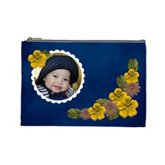 L- cosmetic Case Yellow and Brown flowers - Cosmetic Bag (Large)