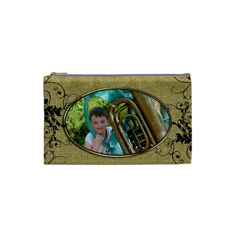 Golden Oval Small Cosmetic Bag By Catvinnat Front