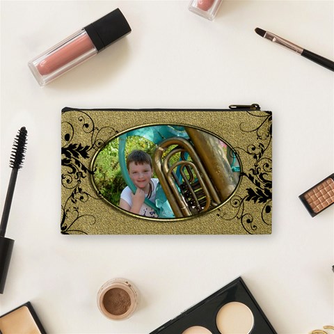 Golden Oval Small Cosmetic Bag By Catvinnat Back