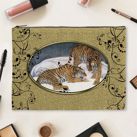 Golden Oval Extra Large Cosmetic Case By Catvinnat Front
