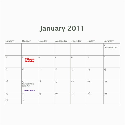 2011 Calendar 2 By Tiffany Frogley Feb 2011