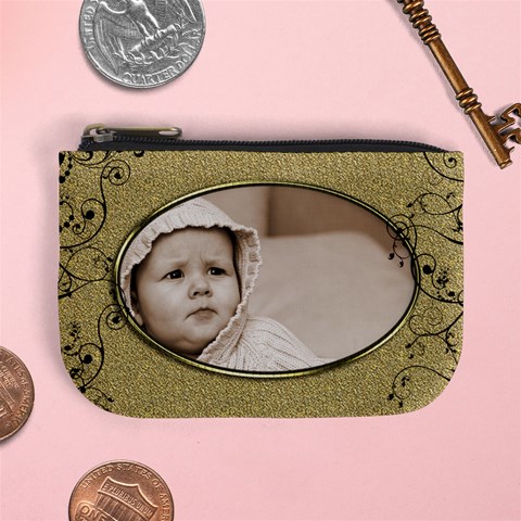 Golden Oval Mini Coin Purse By Catvinnat Front