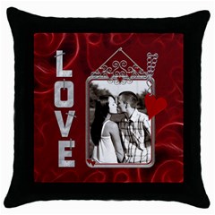 Valentine Love Throw Pillow Case - Throw Pillow Case (Black)