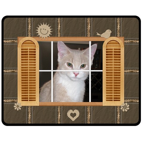 Window Frame Medium Fleece Blanket By Lil 60 x50  Blanket Front