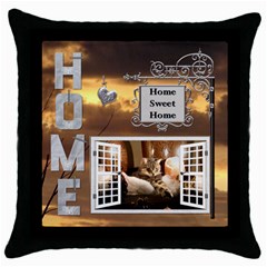 Home Sweet Home Throw Pillow Case - Throw Pillow Case (Black)