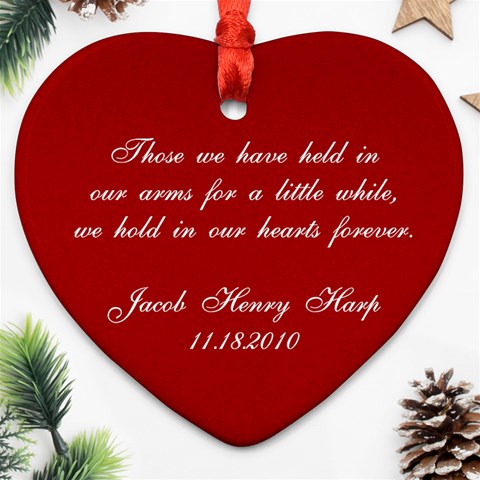 Jacob Heart Ornament By April Front