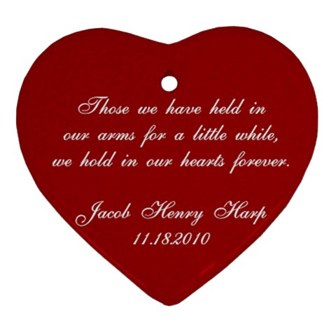 Jacob Heart Ornament By April Front