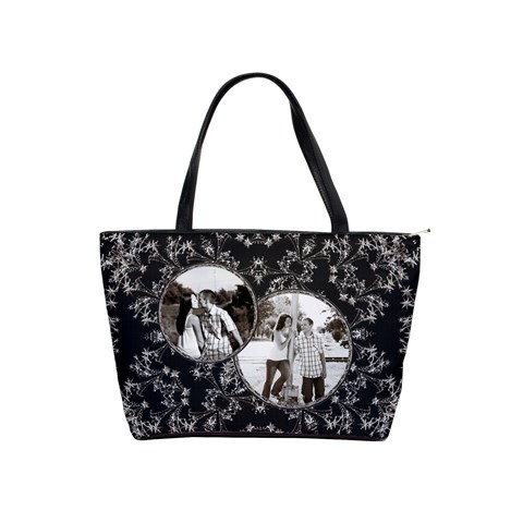 Elegant Black & Silver Shoulder Handbag By Lil Front
