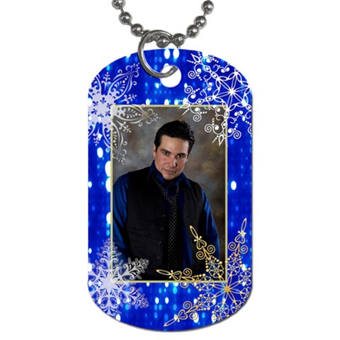 Blue & Gray Lights W/snowflakes 2 Sided Dog Tags By Ivelyn Front