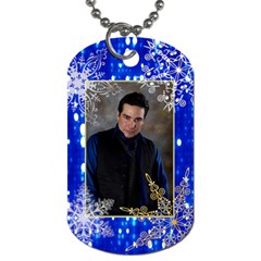 Blue & Gray Lights W/snowflakes 2 Sided Dog Tags