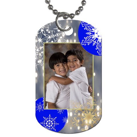 Blue & Gray Lights W/snowflakes 2 Sided Dog Tags By Ivelyn Back