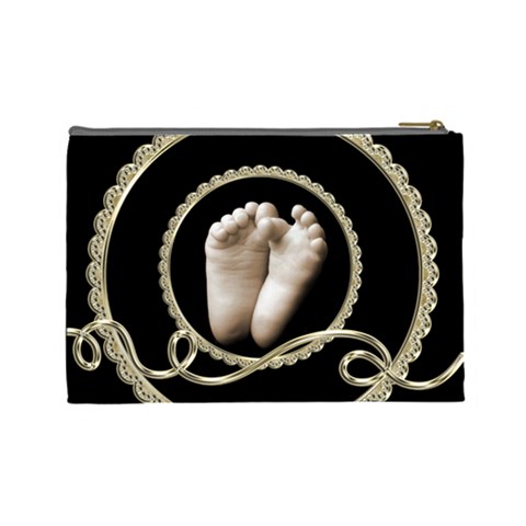 Liquid Gold Footprints Cosmetic Bag Large By Catvinnat Back