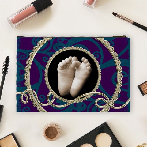 Funky Fantasia Liquid Gold Footprints Cosmetic Bag Large By Catvinnat Back