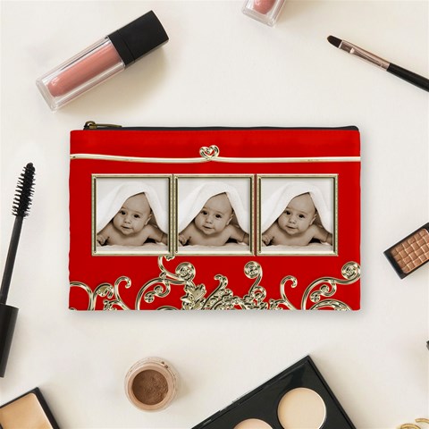 Triple Trouble Liquid Gold Cosmetic Bag Medium By Catvinnat Front