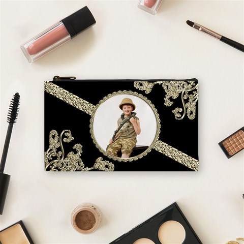 Liquid Gold Ribbon Small Cosmetic Bag By Catvinnat Front