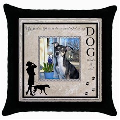 Dog Throw Pillow Case - Throw Pillow Case (Black)