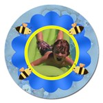Flower and Bees Blue - Magnet 5  (Round)