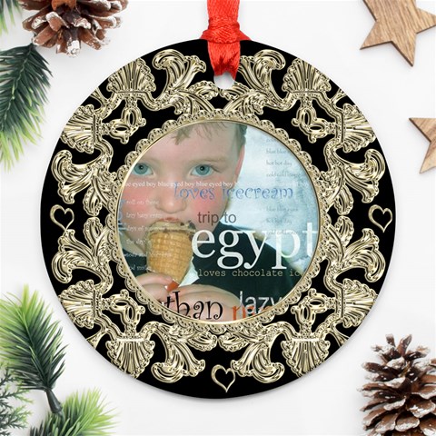 Liquid Gold Round Ornament By Catvinnat Front