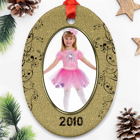 Gold Oval 2010 Ornament By Catvinnat Front