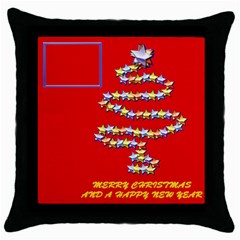 Merry Christmas - Throw Pillow Case (Black)