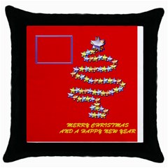 Merry Christmas - Throw Pillow Case (Black)