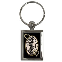 twin hearts black & gold keyring keyring - Key Chain (Rectangle)