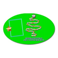 Merry Christmas wishes green - oval magnet - Magnet (Oval)