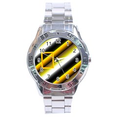 Grey yellow stainless steel watch - Stainless Steel Analogue Watch