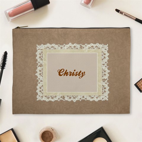 Brown & Cream Xl Cosmetic Bag Template By Laurrie Front