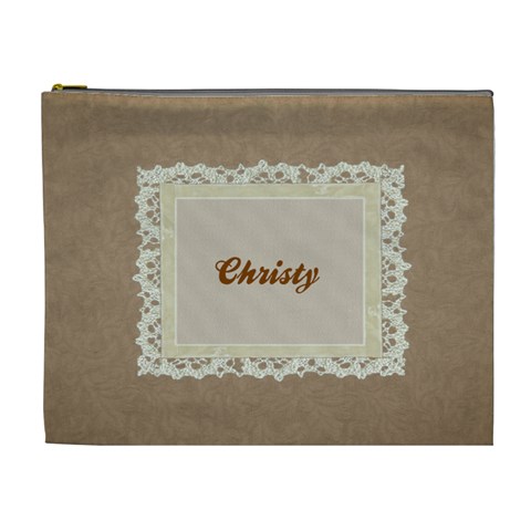 Brown & Cream Xl Cosmetic Bag Template By Laurrie Front