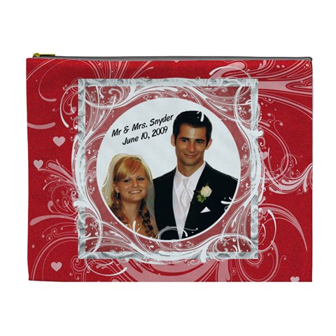 Red & White Xl Cosmetic Bag Template By Laurrie Front