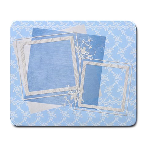 Blue Lace And Satin Custom Large Mousepad By Happylemon Front
