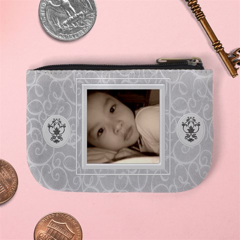 Elegant Gray Swirls Mini Coin Purse By Happylemon Back