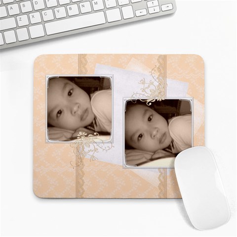 Pretty In Peach Lace Custom Large Mousepad By Happylemon Front