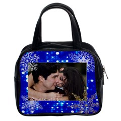 2 sided blue lights with snowflakes purse - Classic Handbag (Two Sides)