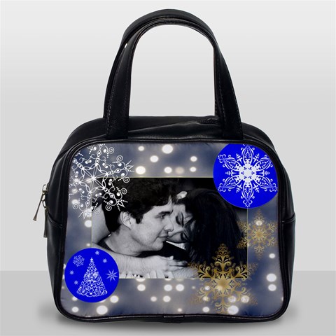 2 Sided Blue Lights With Snowflakes Purse By Ivelyn Back