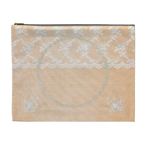 Peach Florals Custom Cosmetic Bag Xl By Happylemon Front