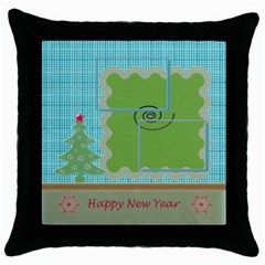 Happy New Year pillow - Throw Pillow Case (Black)