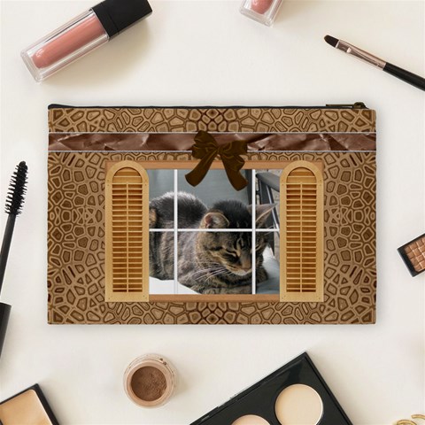 Brown Window Frame Large Cosmetic Bag By Lil Back