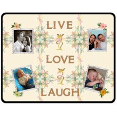 Live, Love, Laugh Floral Medium Fleece Blanket - One Side Fleece Blanket (Medium)