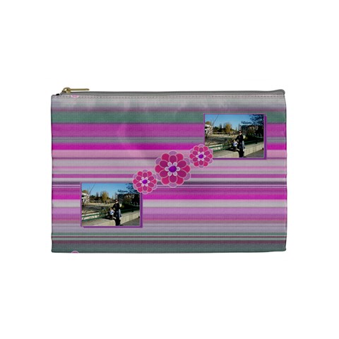Purple Flowers Cosmetic Bag Front